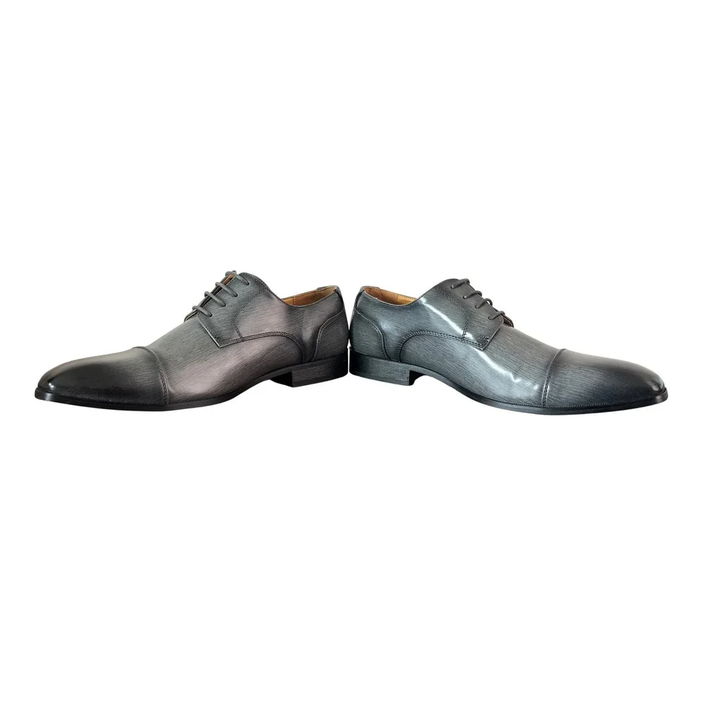 Antonio Cerrelli Mens Gray Ombre Wood Grain Cap Toe Derby Shoes 6782 Size‎ 10